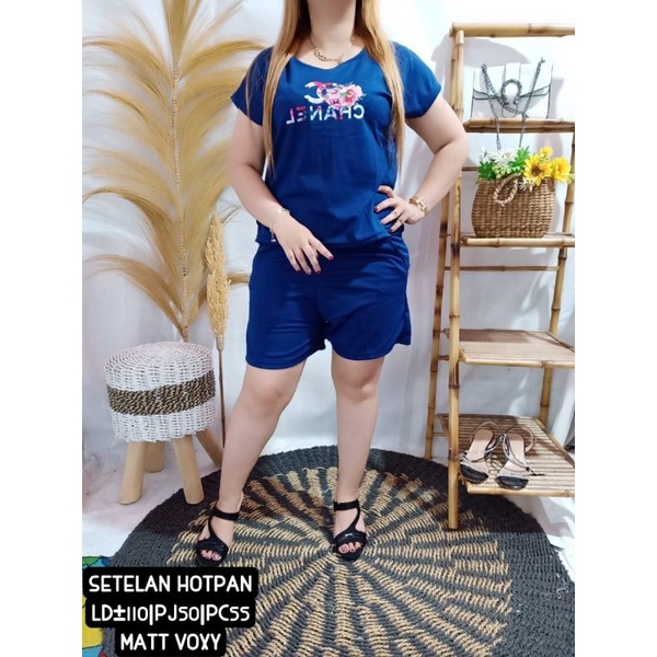 Setelan Voxy pendek /Setelan wanita bahan voxy