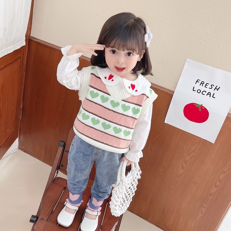 set rajut  love  vest (knit vest set)