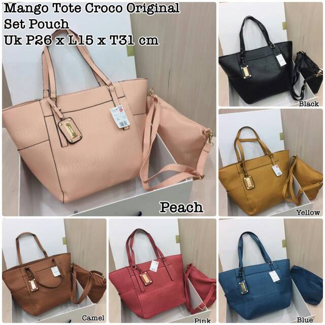 TAS MANGO TOTE CROCO ORIGINAL SET POUCH