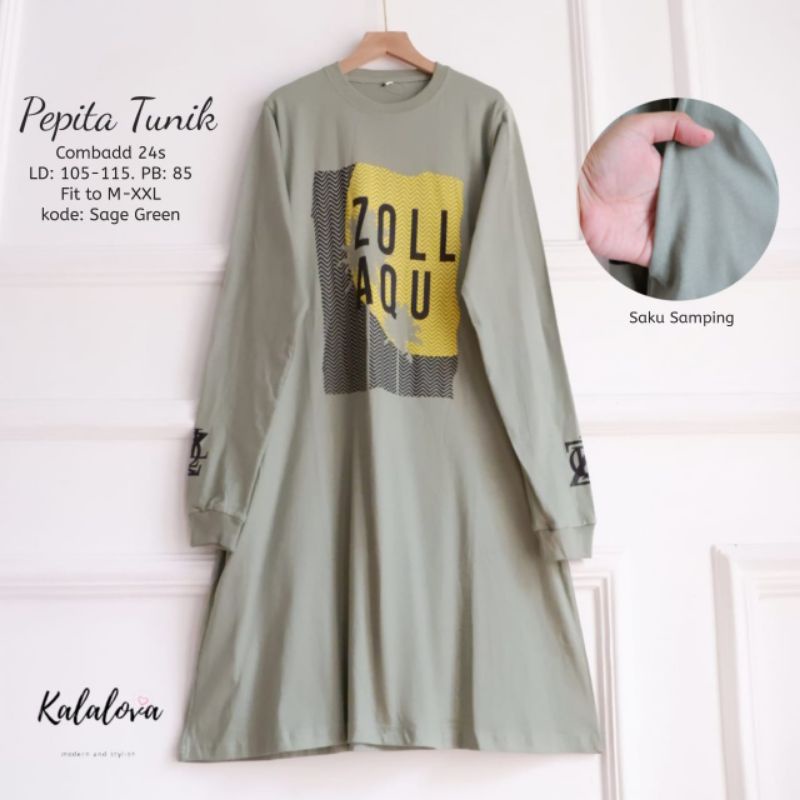 Tunik Wanita Bahan Kaos Import Motif Zolaqu. Pepita Tunik Ori by Kalalova