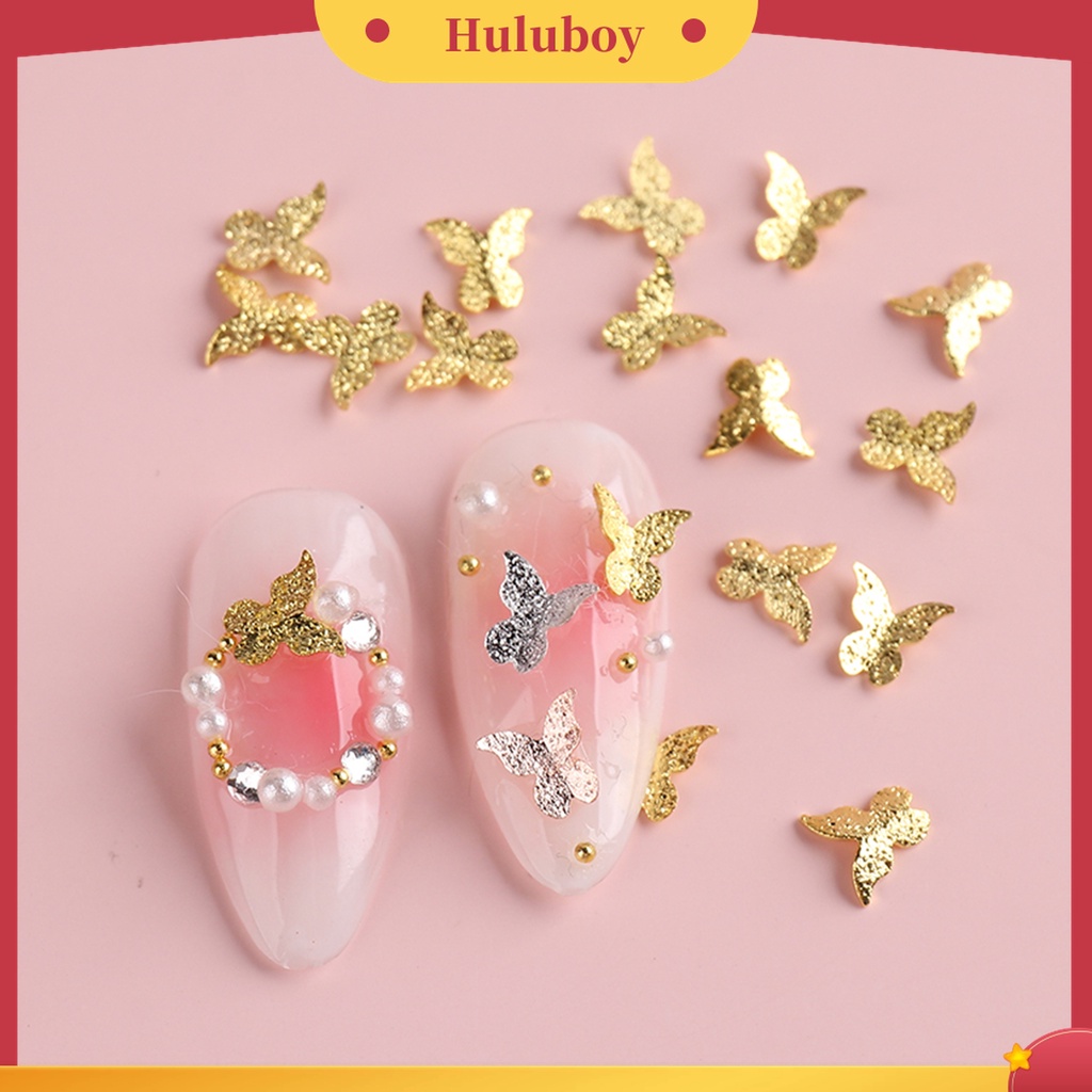 Huluboy Huluboy♡ Butterfly Ornamen Kupu-Kupu Bahan Metal Untuk Dekorasi Kuku