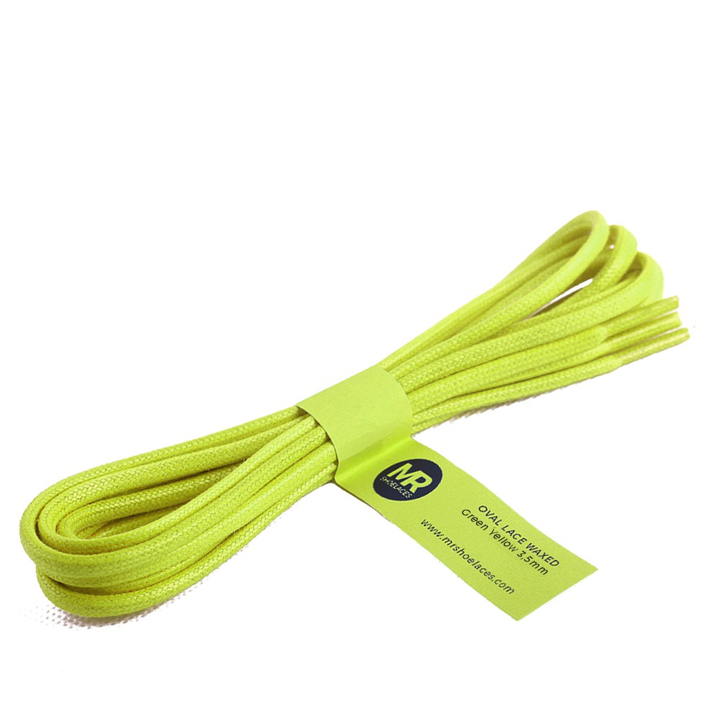 MR Shoelaces FC23 Green Yellow Tali Sepatu Lilin Oval 3.5mm (Waxed Laces) 50cm 70cm 80cm 100cm 120cm 150cm 200cm - Premium Shoelace