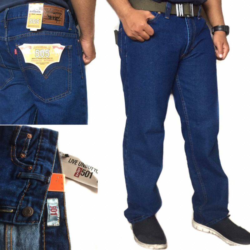 Celana Jeans Basic Panjang Pria Standar Reguler Fit Bahan Denim Tebal Non Sretch Ukuran 28 - 39