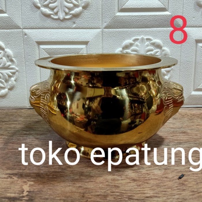 Hio Lo / hiolo / hiulo / hiu lo - kuningan - kepala singa - 8 inch