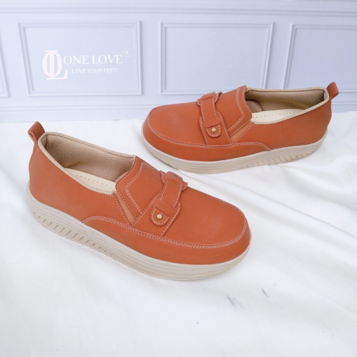 Sepatu Wanita Wedges Kekinian Korea Sepatu Wanita Terbaru Branded Ori - Tan, 36