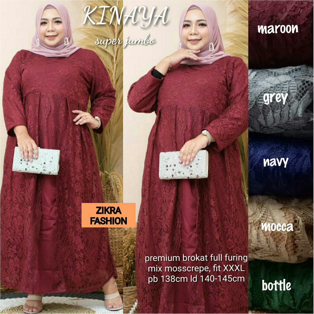 KINAYA DRESS LD 120-140 GAMIS BRUKAT JUMBO CASUAL PREMIUM GAMIS PESTA ZZZ