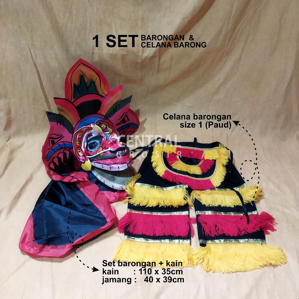 1 set Barongan + celana barongan uk 3-4 tahun paud mainan anak kecil kain panjang