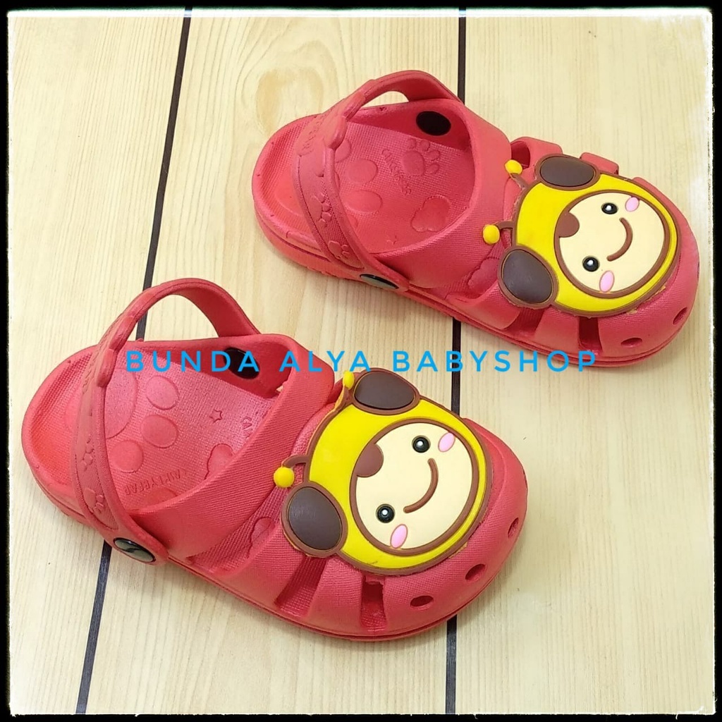 Sandal Anak Perempuan Karet Usia 3 4 Tahun MERAH - Sendal Anak Elastis Karet Anti Licin Motif Lucu Size 26 - 29