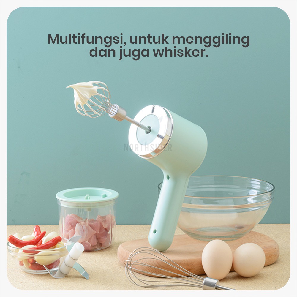 MEAT GRINDER ONION CHOPPER EGG MIXER KUE MULTI FUNGSI RECHARGEABLE