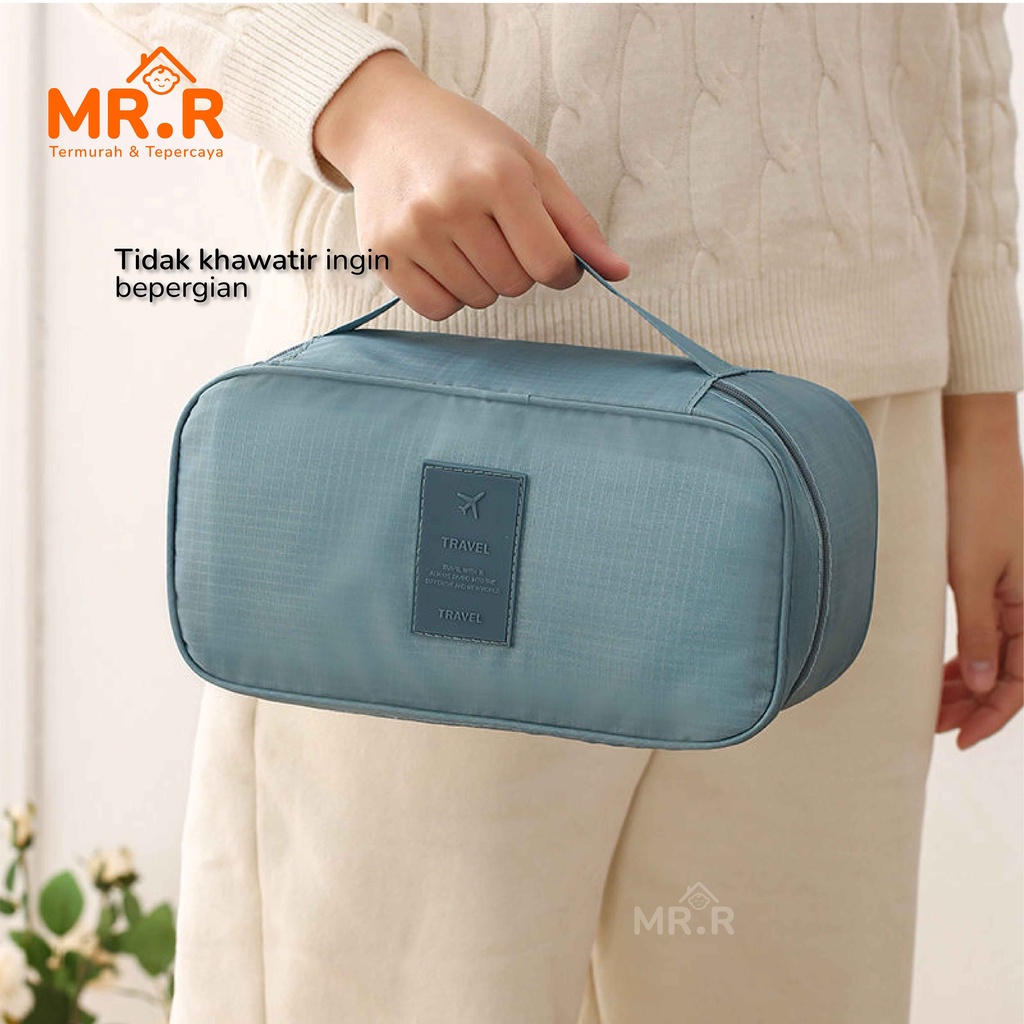 Tas Organizer Travel Pouch Tempat Penyimpanan Pakaian Dalam Bra Celana Dalam Pembalut Serbaguna Traveling Bag Multifungsi Gaya Korea Bahan Kain Oxfor