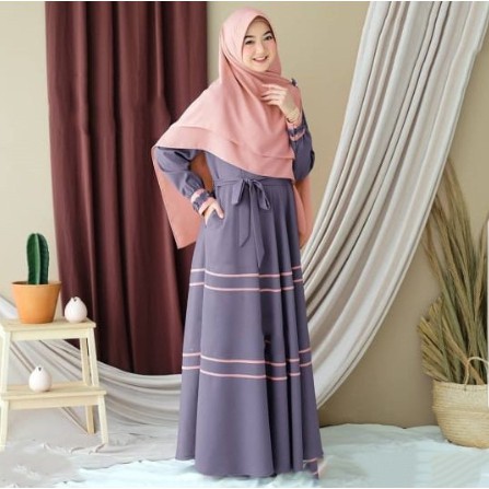 Baju Gamis Remaja Kekinian Dan Terbaru 2021 Bahan Moscrepe W FS142 Bahan arabian crepe 017002 ...