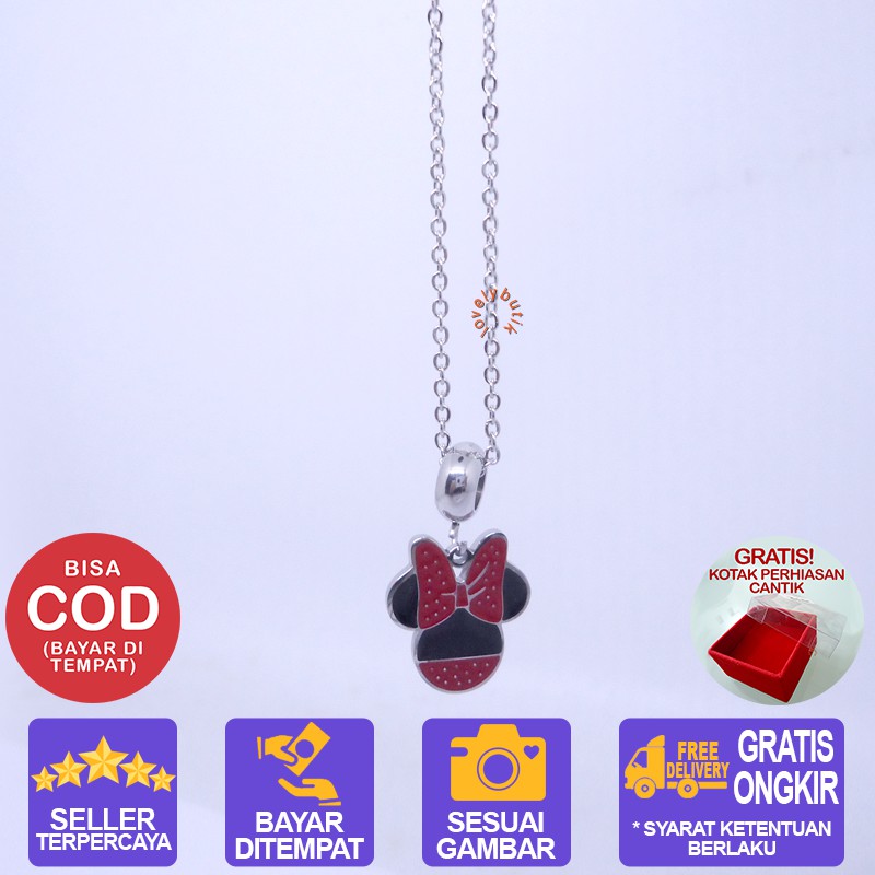 Lovelybutik Kalung Titanium Anti Karat MNT 2 warna Kalung Wanita Uk.45 cm BONUS KOTAK PERHIASAN SLV