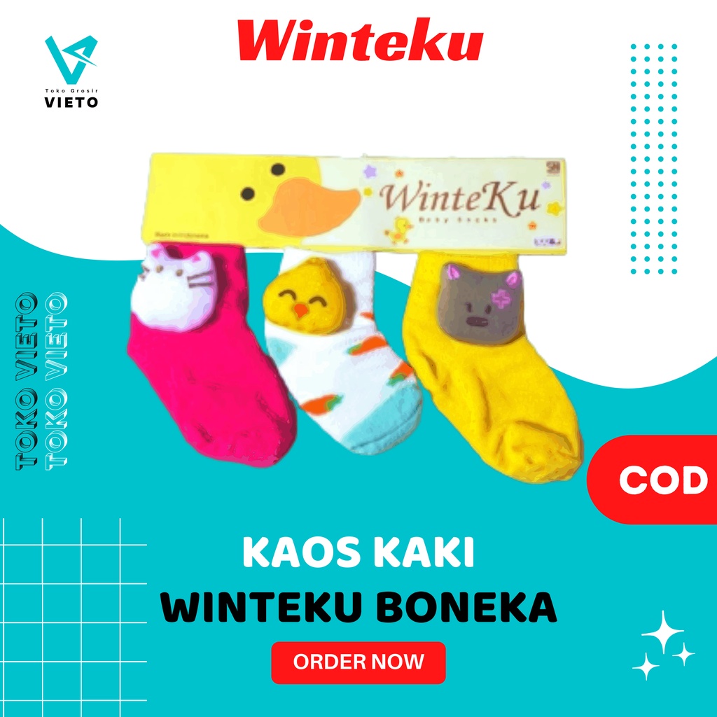 Kaos Kaki Anak Bayi Winteku Perempuan Laki-Laki Boneka 3D Kaos Kaki Bayi Newborn Cewek Cowok Motif W