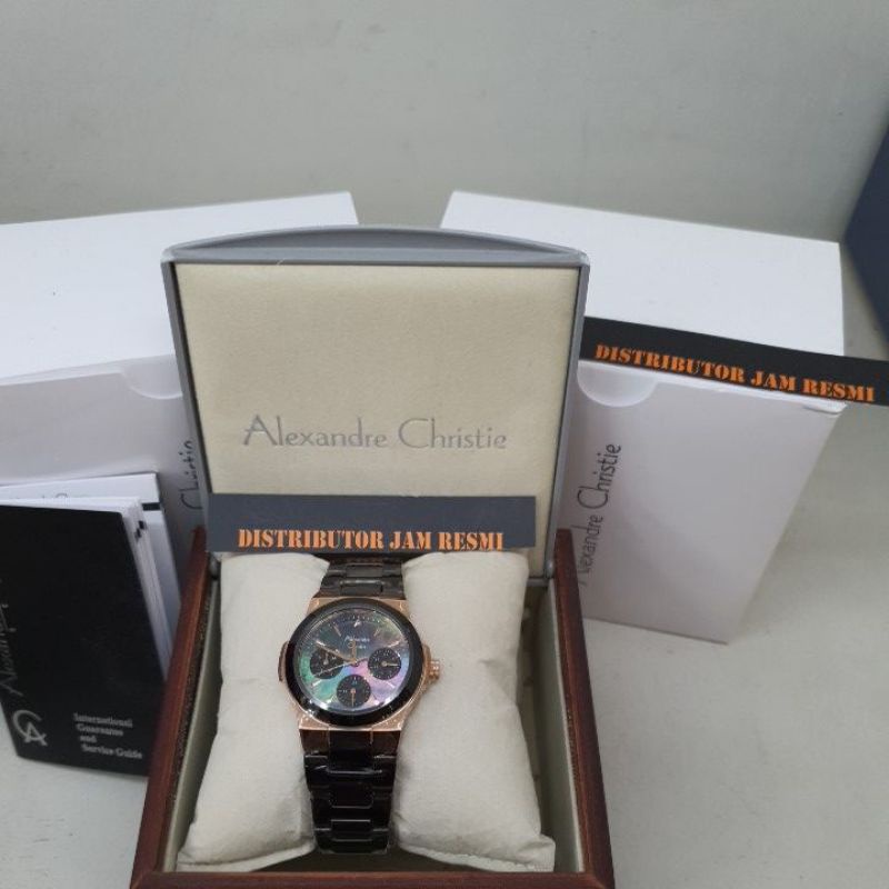 Jam Tangan Wanita Alexandre Christie AC2862BF AC 2862 BF AC2862 BF AC 2862BF Ceramic Black Rose Gold