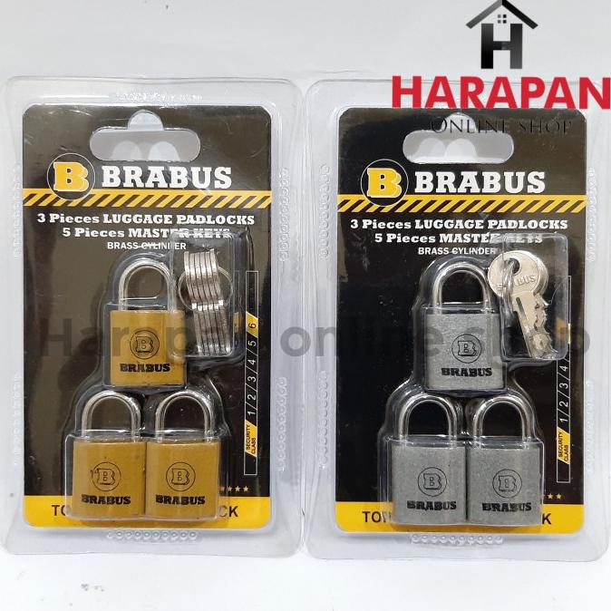 Lucu Gembok Kecil - Master Key- Brabus - 3 Gembok 1 Kunci Terbatas