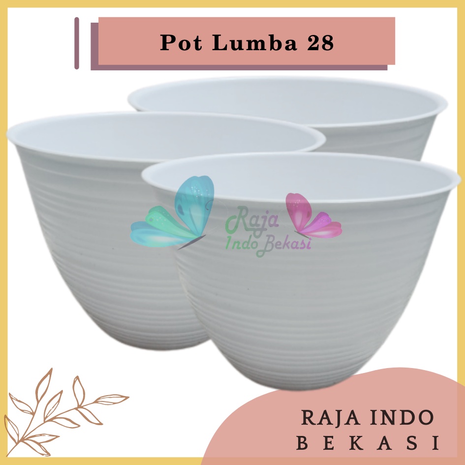 Pot Lumba 28 Putih Diameter 24 Cm Motif Tawon - Pot Bunga Plastik 24cm Bunga Lidah Mertua Aglonema