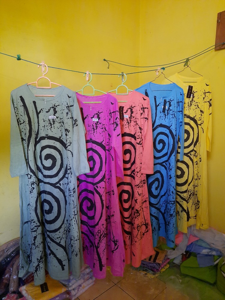 (cod) Gamis Khumaira || Gamis Kaos Super || Gamis Adem Lengan Panjang Elegan || Gamis Motif Batik