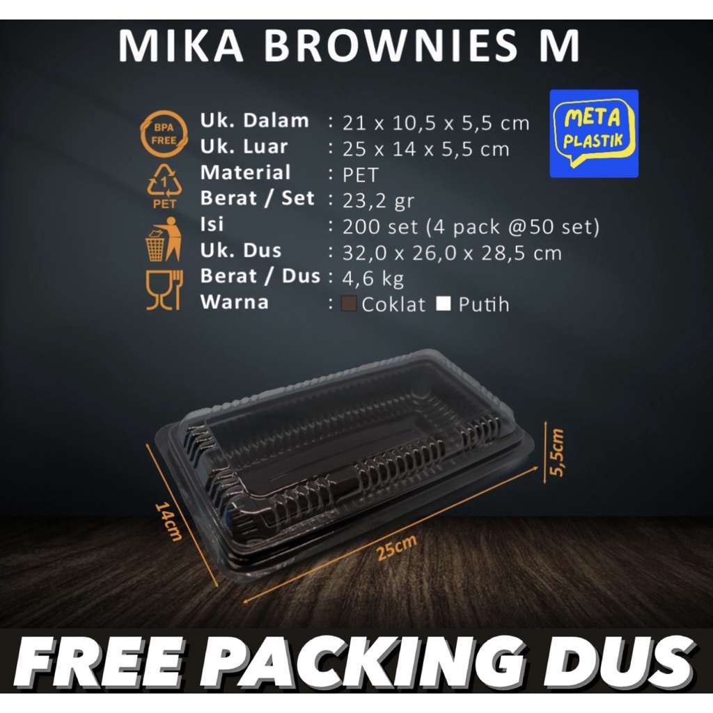 Jual 25 PCS MIKA BROWNIES UKURAN M / KOTAK BROWNIES / KOTAK KUE / KOTAK ...