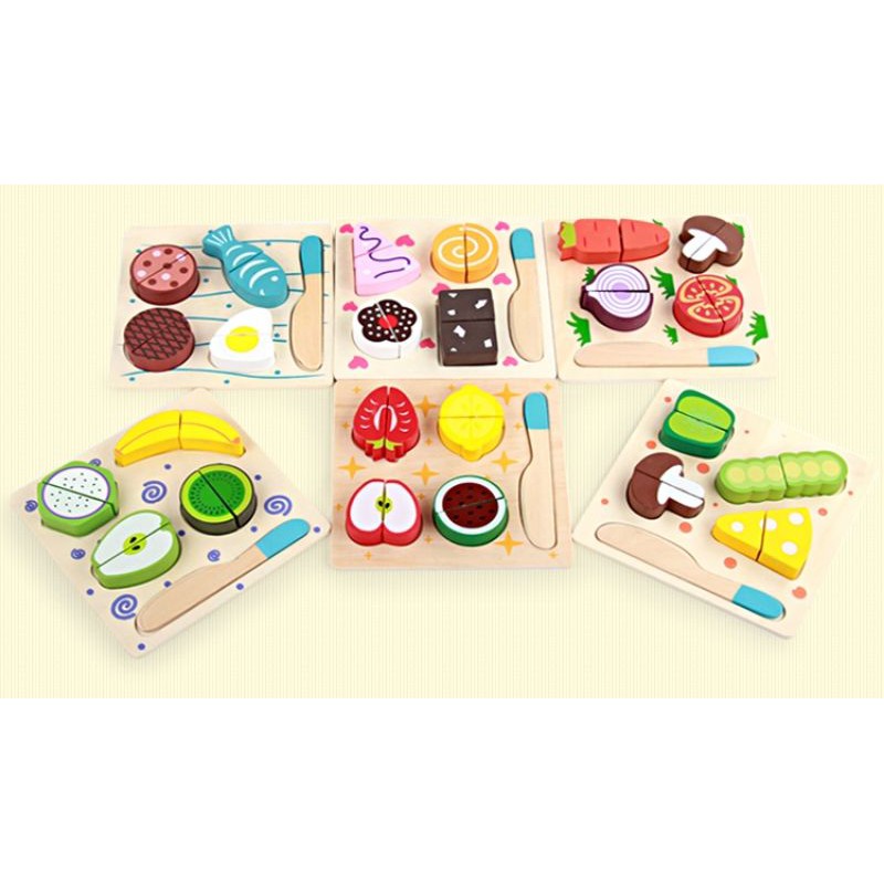 KABI mainan potong buah dan sayur / wooden toys / mainan masak masak / mainan kayu