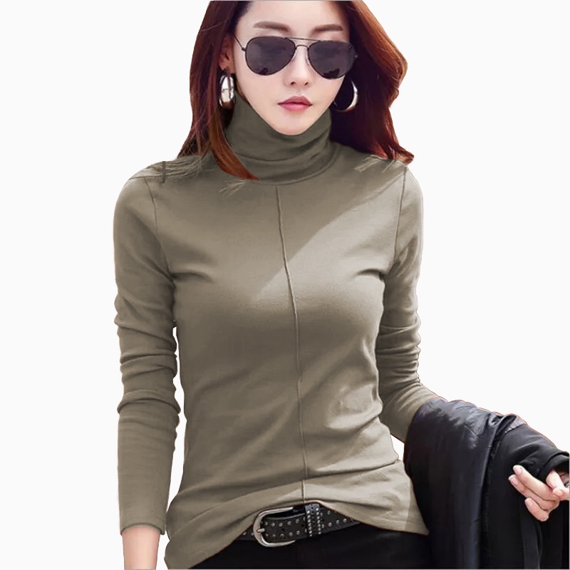 Kaos Leher Tinggi Gaya Korea wanita model terbaru - XSHOP Munhee