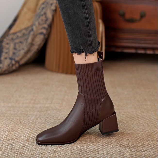 IMPORT REBECCA WOMAN ANKLE BOOTS WINTER FASHION SHOES SEPATU HAK TINGGI WANITA KOREAN STYLE