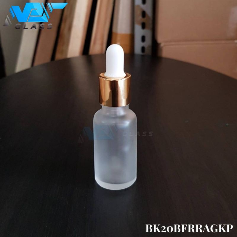 botol pipet kaca 20ml frosted - ring almunium gold