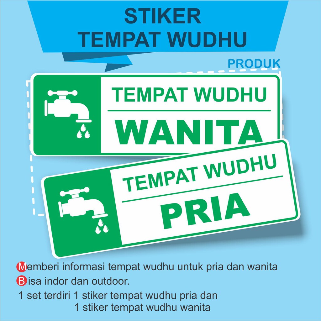 

STIKER PENUNJUK TEMPAT WUDHU PRIA DAN WANITA, 1 SET