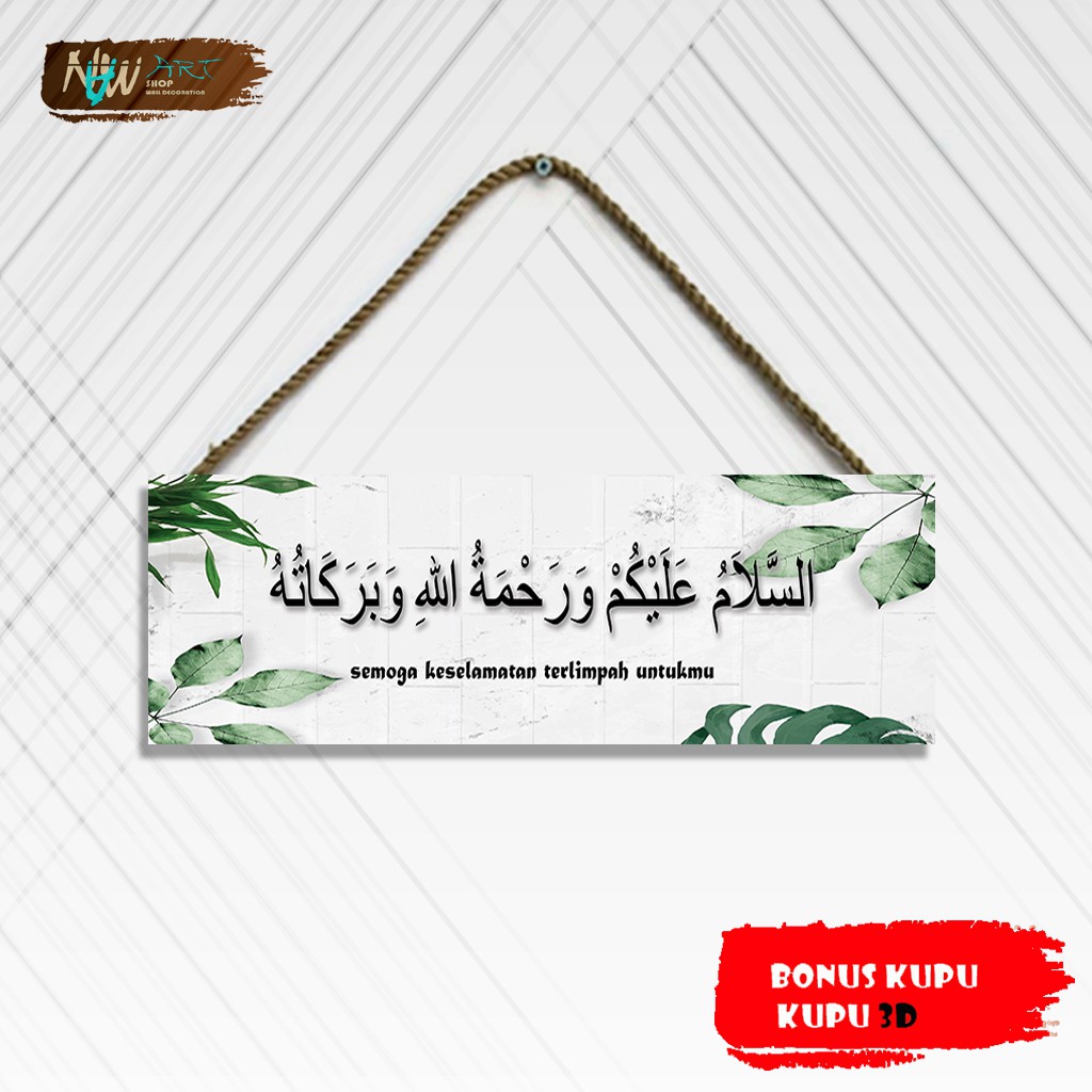 NN 40 Hiasan dinding Assalamualaikum papan gantungan pintu dekorasi rumah pajangan kamar poster kayu
