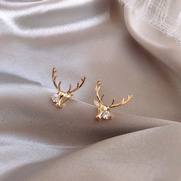 2022 Anting Tusuk Sterling Silver 925 Desain Rusa / Hati Hias Berlian Gaya Korea Untuk Wanita