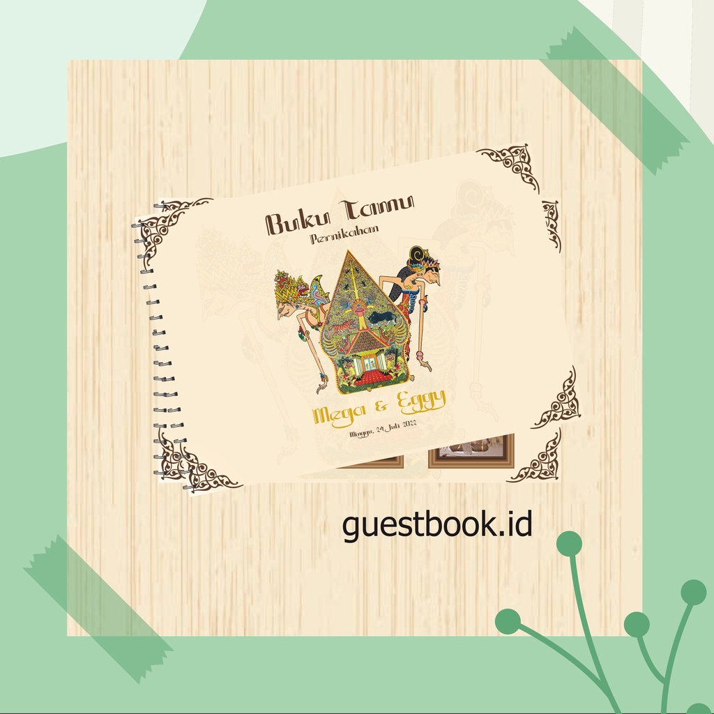 Custom Buku Tamu Undangan Pernikahan Motif Wayang / Guest Book Ethnic Wayang / Softcover / Hardcover