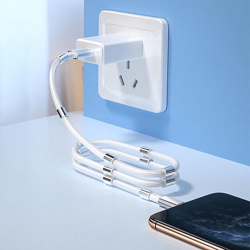 Supercalla Kabel Charger Magnetik Anti Kusut Untuk Iphone, Micro, Type-C 1m dan 1,8m High Quality