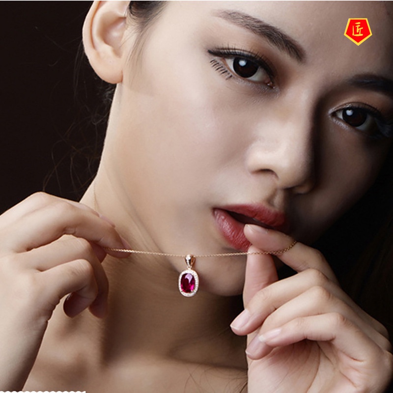 [Ready Stock]Pigeon Blood Red Gem Pendant for Women High-End Temperament Fashion