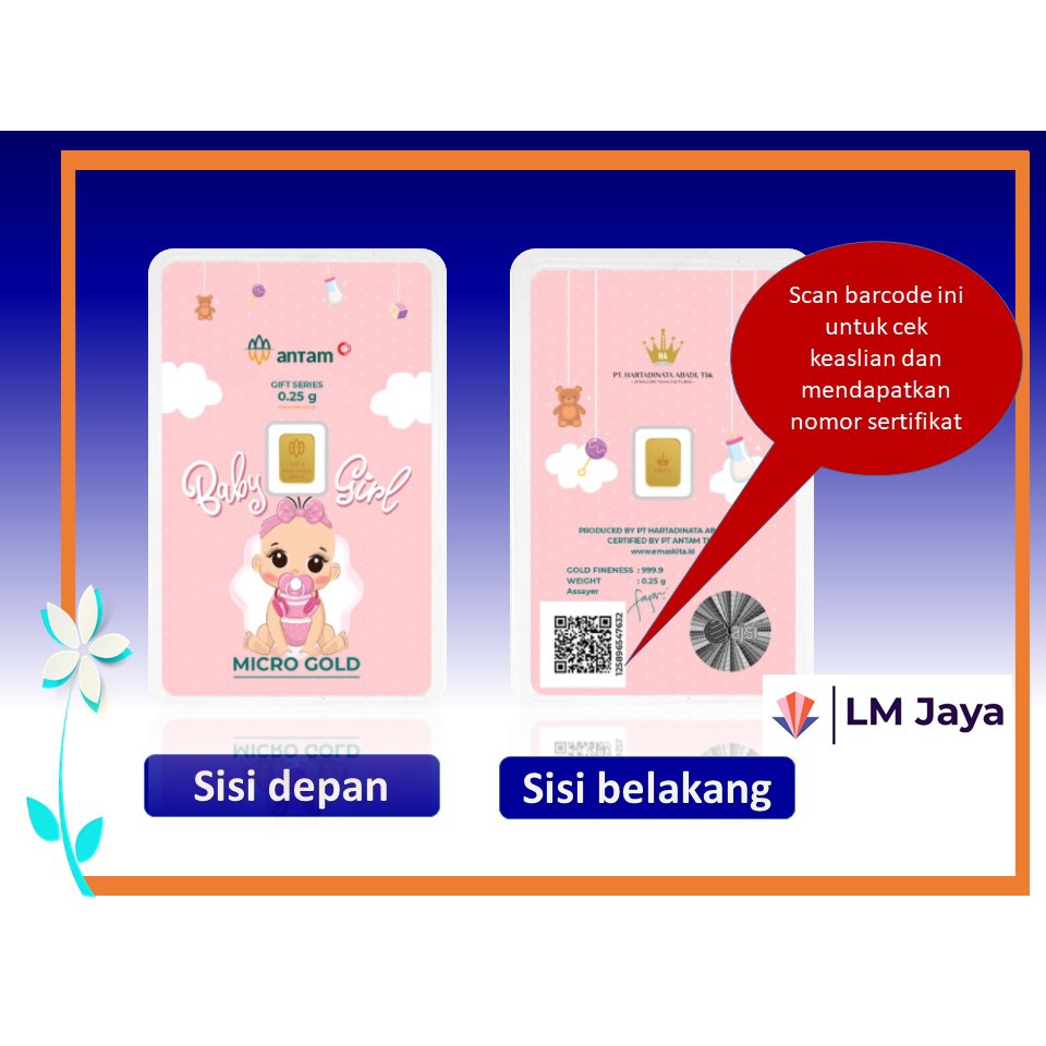 Micro Gold Antam Hartadinata Baby Born 0.25 gr Kado Baby LM Hartadinata Baby Born 0.25 gr EmasKita