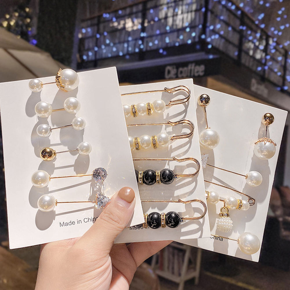 Mxbeauty 1 Set Pin/Bros Dengan Mutiara Imitasi Model Retro Untuk Wanita