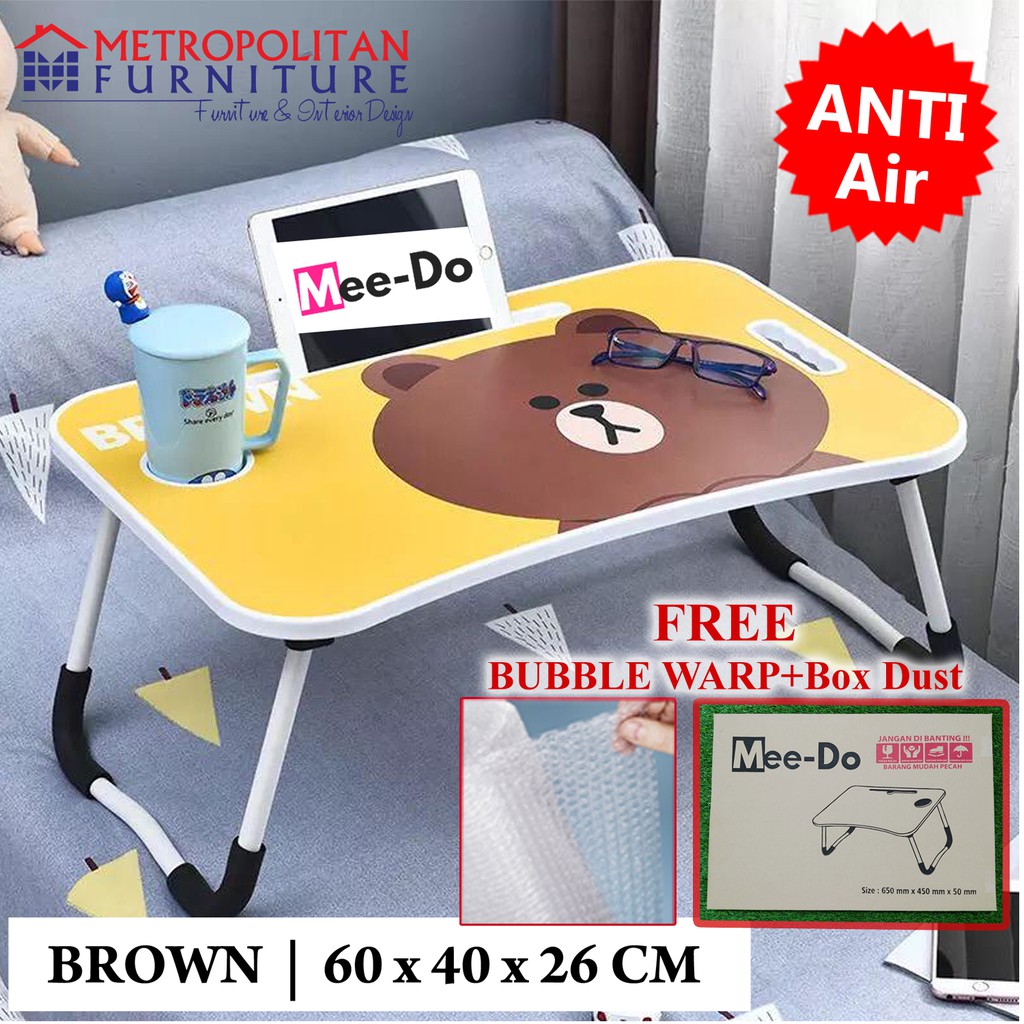 MEE DO Meja Lipat Laptop Belajar Anak kerja Karakter-BROWN LINE