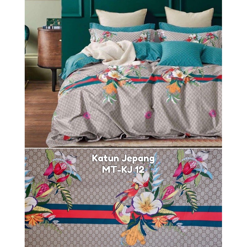 Moon Kain Sprei Meteran Katun Jepang Hartex Motif Modern Minimalis Garden Chic Bird Burung Bunga Dau