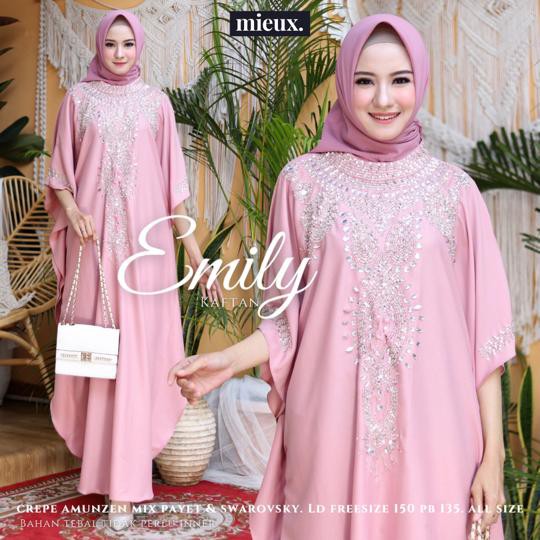 RHS ~ emily kaftan gamis kaftan premium bahan ceruty babydoll ori solo by mieux hijab