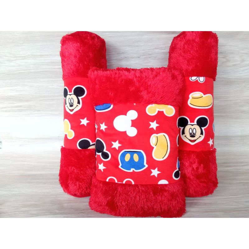 BANTAL DAN GULING KARAKTER RASFUR UKURAN BABY 1PAKET ISI 3PCS-Mickey mouse