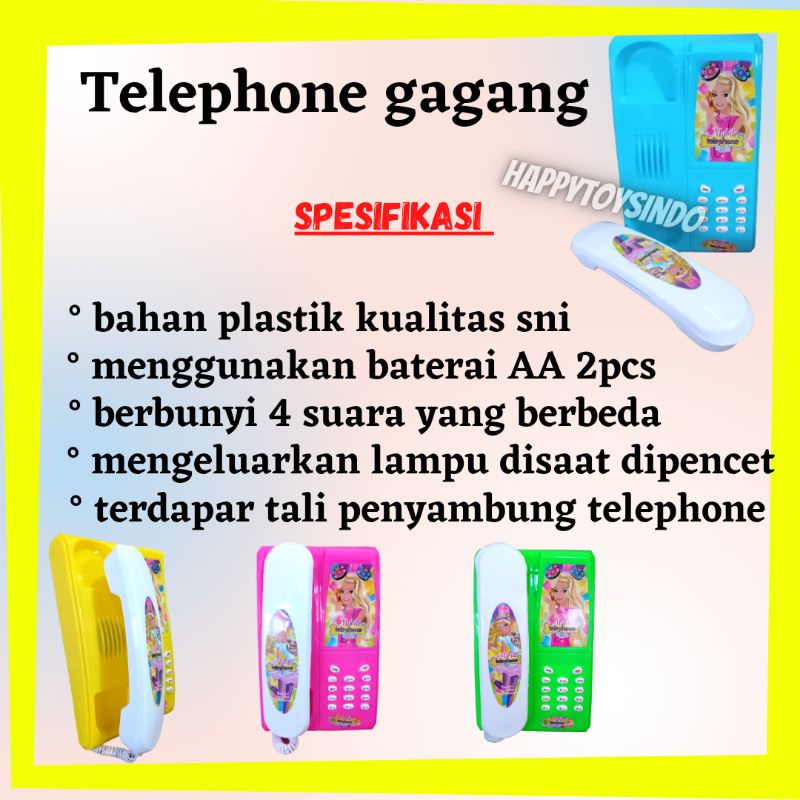 Mainan Anak Cewek Perempuan Anak Cowok Laki Laki Telephone Gagang Barbie Sambung Rumah Hp Telephone 