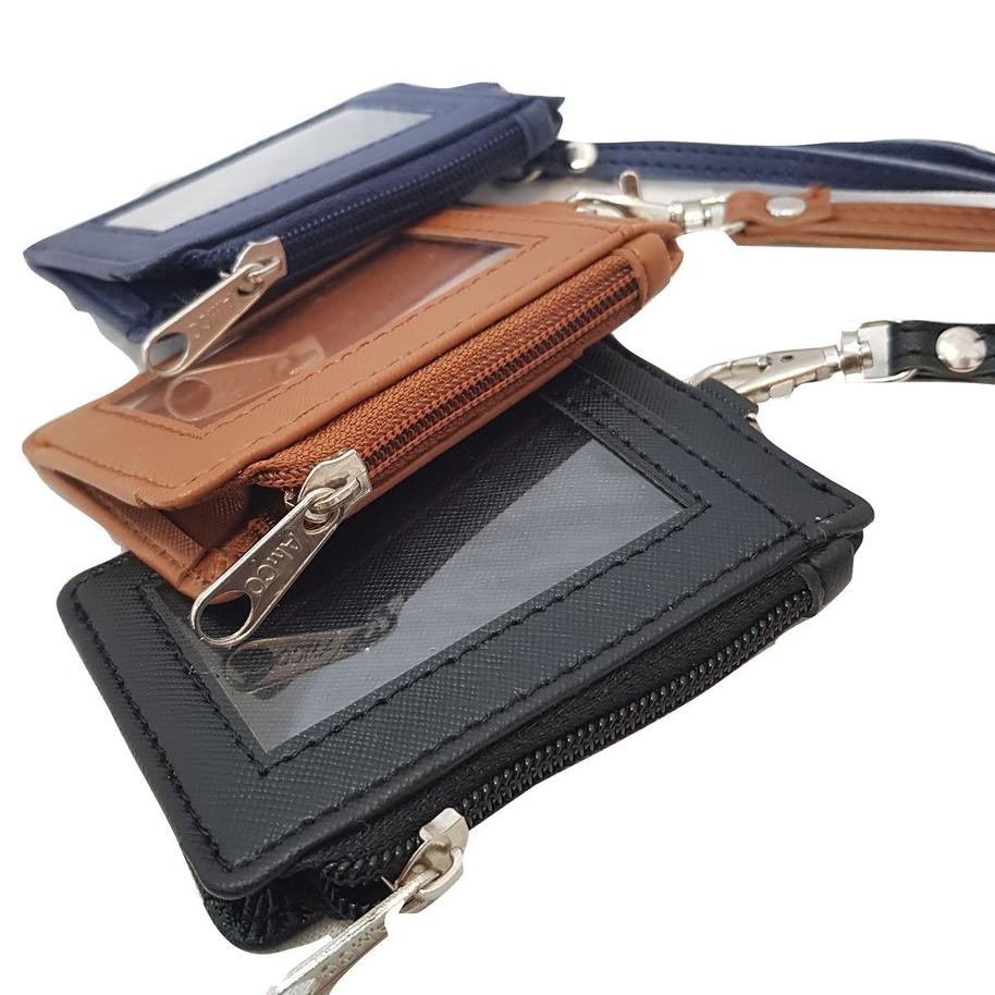 

Berkualitas Lanyard Resleting Name Tag Seleting ID Card Holder Zipper Kulit TerPU Leather Lanyard NameTag ..