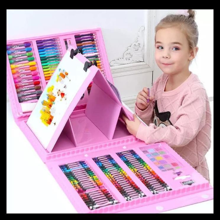 

New Produk Mainan Edukasi Anak Set Melukis Lengkap Spidol+Crayon N Papan 208Pcs - Biru