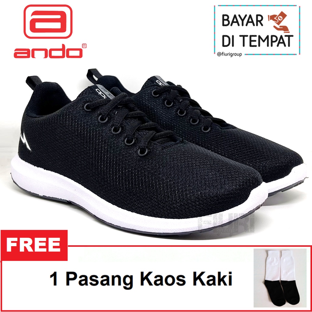 FIURI - ANDO ORIGINAL - ASHER 39-43 HITAM PUTIH - SEPATU SNEAKERS SPORT KANVAS SOL KARET ANAK LAKI-LAKI - SEPATU KETS TRENDY PRIA DEWASA - SEPATU OLAHRAGA LARI FITNES SENAM KERJA KULIAH SEKOLAH SD SMP SMA BERTALI COWOK MURAH PROMO DISKON BONUS KAOS KAKI