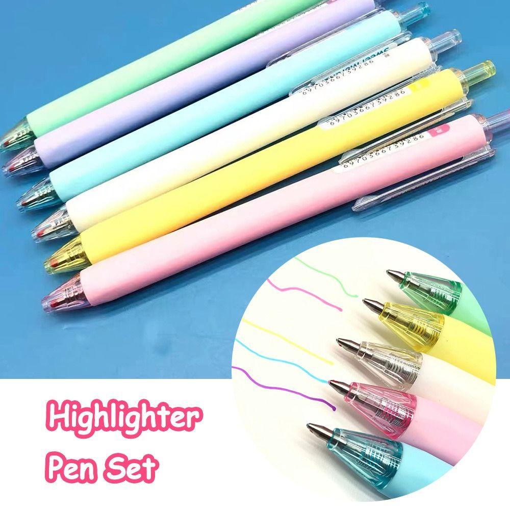 Preva 6PCS/Set Stabilo Pen Set Permen Warna Sekolah Alat Kantor Menggambar Tulisan Alat Tekan Type Color Pen