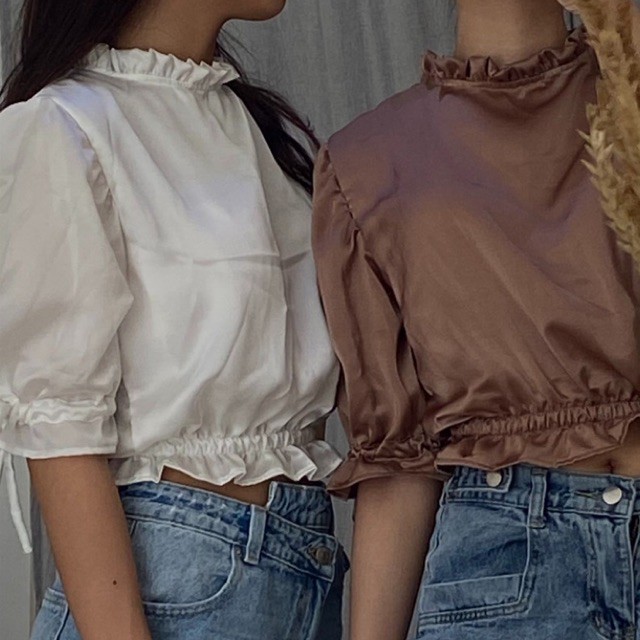 Hertale - Ayana Top Crop Top Wanita Atasan Crop Bahan Satin