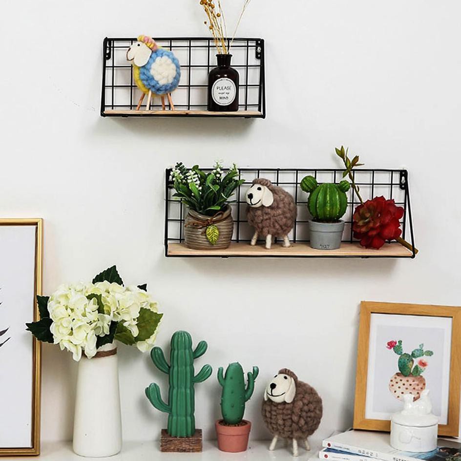 Sangat Menarik original RAKA rak dinding tempel kayu besi hitam wall grid tanaman hias black