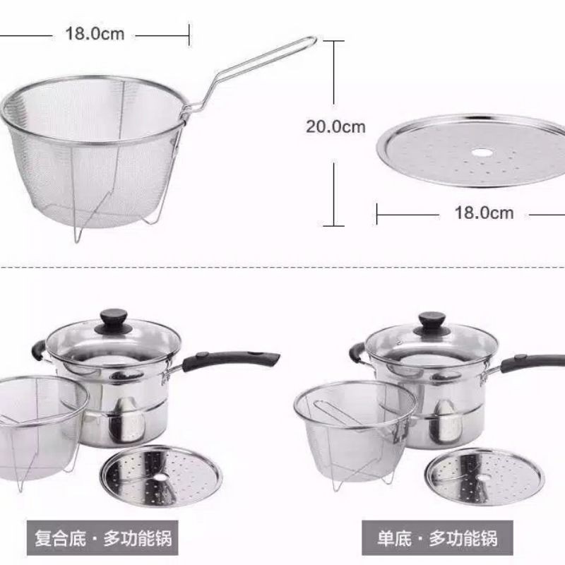 PANCI 3 IN 1/COOKING POT 3 IN 1/DEEP FRYER/PANCI KUKUS,GORENG,REBUS/PANCI MULTIFUNGSI PANCI MIE