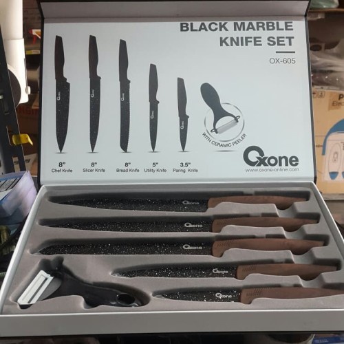 Paket Pisau Set Oxone 605 Black Marble Knife Set OX-605 - Pisau Set Oxone ( 100% ORIGINAL ) Berkualitas