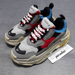 Sepatu Balenciaga  Triple S Grey Gris Rouge PREMIUM IMPORT 