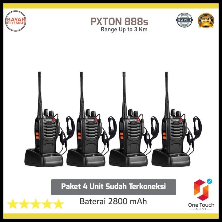 Paket 4 Pcs Radio Komunikasi Ht Walkie Talkie Pxton Bf 888S Terkoneksi