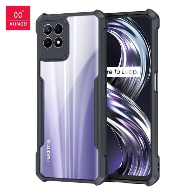 CASE REALME 5 PRO / Q , REALME 7 / REALME 7 PRO / REALME 7i / REALME NARZO 20 XUNDD BEATLE ORIGINAL SOFT HARD CASE HYBRID ARMOR - CLEAR LIST BLACK